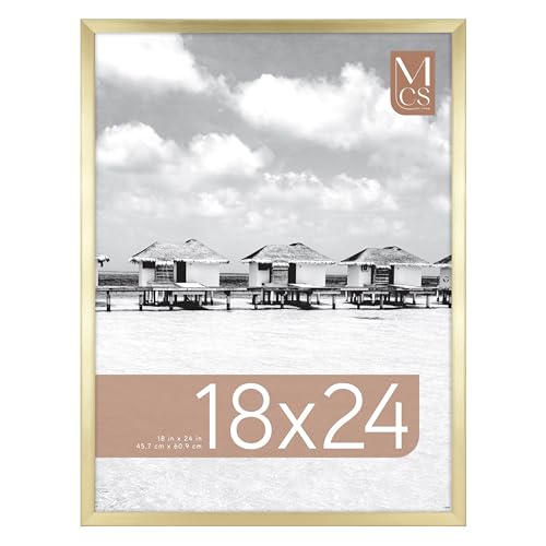 MCS Foundation 18x24 Poster Frame Traditional Brass, Vertical & Horizontal Wall Hanging Large Picture Frame for Photos, Posters & Art Prints (1-Pack)
