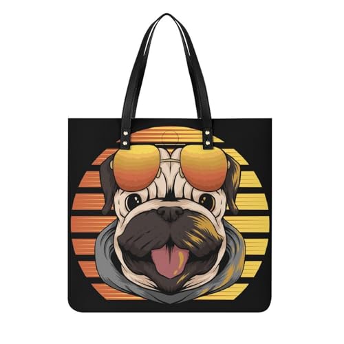 Sac bandoulière carlin à lunettes idéal pour vos voyages et virées shopping