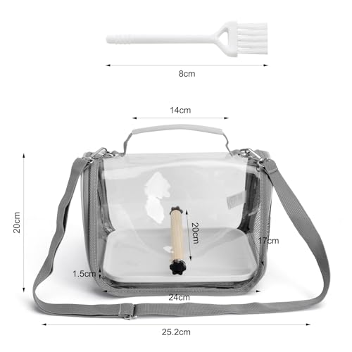 Boîte de transport pour oiseaux avec tige en bois et plateau, sac à dos pour oiseaux, sac de transport pour oiseaux, sac à dos léger pour perroquets, perruches, 1 molaire grise – Image 3