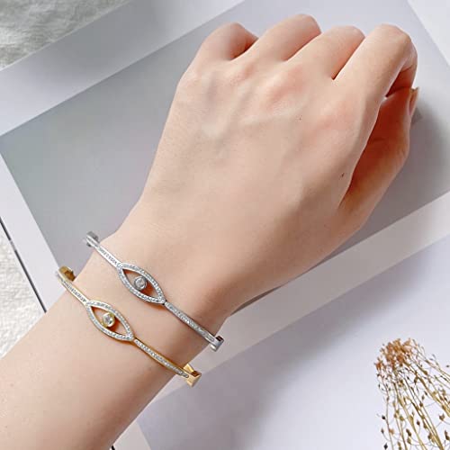 Jude Jewelers Small Size Stainless Steel Evil Eye of Gold Cocktail Party Bangle Bracelet3