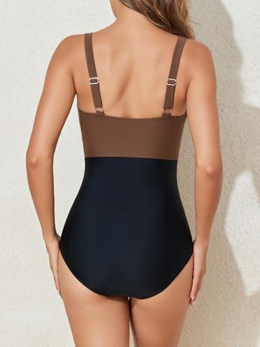 Image of Smismivo Tummy Control Swimsuits for Women Slimming One Piece Bathing Suit Retro Ruched Push Up Vintage Padded Swimwear