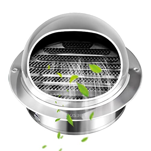 Moonjor 100mm Grille d'Aération Ronde Grille Ventilation Hotte, Bouchon Rond en Acier Inoxydable 304 Avec/Maille