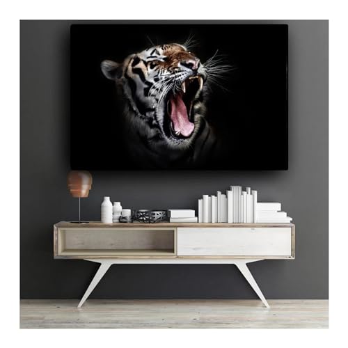 Toile d'art de tigre noir et blanc affiches animaux sauvages grand format salon