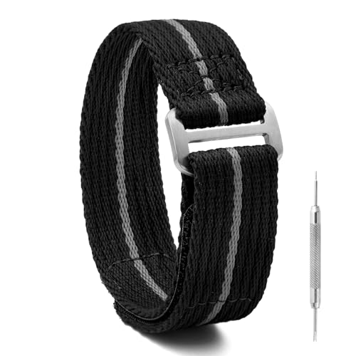 Soft Nylon Watch Band - 20mm 22mm Hook and Loop Fasteners Watch Strap - Sport Watch Bands for Men Women (22mm-M, Black)