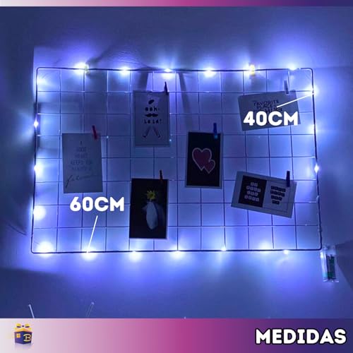 Memory Board Mural Painel De Foto Grade Para Recados Com Luz No Tamanho 40x60 Mais Mini Prendedores