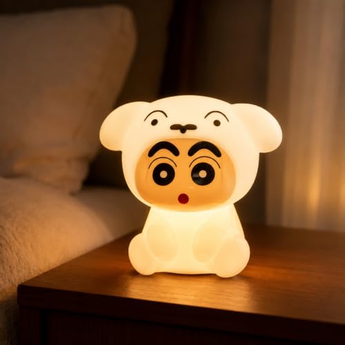 Image of Cute Cartoon Costume Warm Yellow Night Light for Kids, Soft Glow Bedside Lamp for Bedroom, Nursery, Study Table & Home Decor, Adorable Decorative Gift Lamp - White (Cartoon 1)