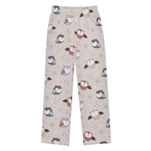 Cute Hand Drawn Owls Boys Pants for Kids Jogger Pants with Pockets S-XL
