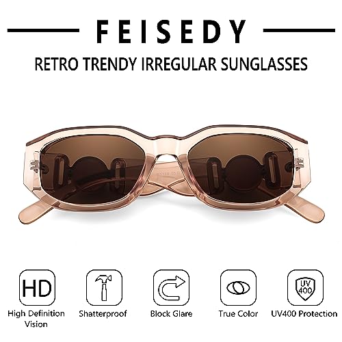 Image of FEISEDY Retro Trendy Rectangle Sunglasses Women Men Narrow Shades B2322 | |Vintage Shades |UV400 Protection |Blocks Glare |Women & Men |Comes With A Storage Case