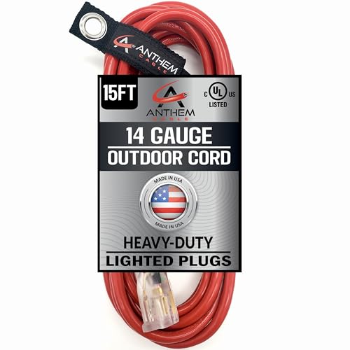 Rallonge étanche calibre 14 rouge 15A avec extrémités lumineuses