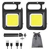 flydouble COB Keychain Work Lights Kits, 2Pack 1600Lumen Mini LED Flashlights, 4 Light Modes Small F