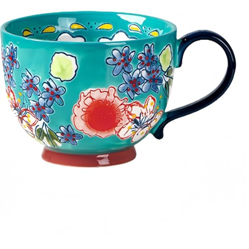 SSZY マグカップ おしゃれ 陶器 大きい 可愛い コップ 和風 セラミックカップ個性的手描き水杯アイデア高ルックスレリーフマグカップ大容量朝食ミルクコーヒーカップ 焼き物 陶芸 和風 和食器 モダン マグ 美しい 無地 コーヒー マグ 500ml (A