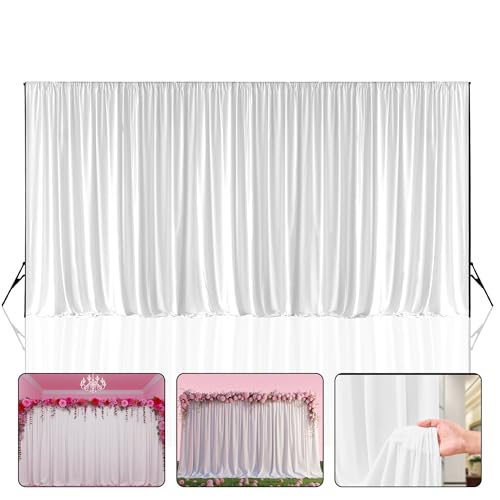 Rideau de fond infroissable en polyester extensible blanc 3x6 m