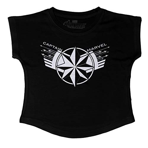 Image of Captain Marvel Girl's Animal Print Regular fit T-Shirt (DCMGT0039.2 Black 4-5 Years)