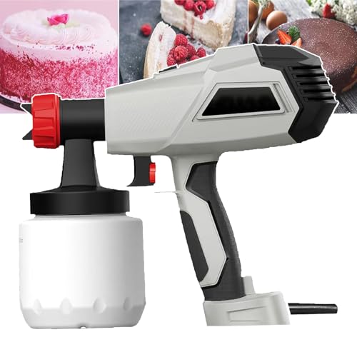 Chocolate Spray Gun Cake Decorating Kit, 3 Spray Modes(Horizontal/Vertical/Circular), Adjustable Flow/Infinitely Variable Speed, for Cake Cookies Baking,White