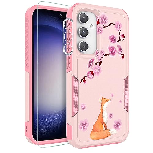 Coque fleurie Samsung S23 FE motif renard pour le style de tous les jours
