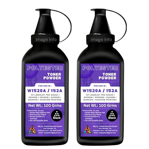Image of ImageInfo Ultra Dark Toner Powder for Use in HP W1520A / 152A Toner Cartridge Pack of 2 (100GM Each)