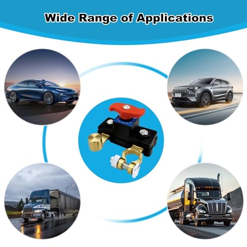 Image of Car Battery Cut Off Switch | 12V /24V Power Disconnect Rotary Knob | High Conductivity (Check Terminal Size & Cable Slack)