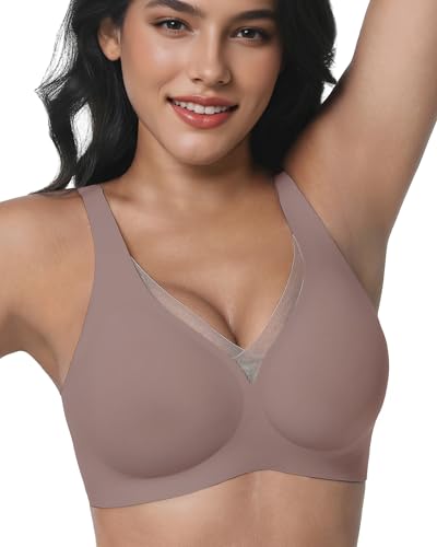 Image of Vinfact Deep V Mesh Bras for Women No Underwire Buttery Soft Wireless Bras Lightly Support Seamless Bralettes