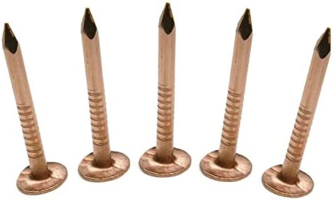 2-1/2 Inch Smooth Shank Solid Copper Roofing Nails - 10 Gauge, USA Made, Pack Of 25, For Roofing & Outdoor Projects