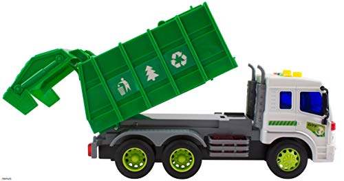 Memtes Friction Powered Garbage Truck Toy with Lights and Sound for Kids - Thumbnail 5