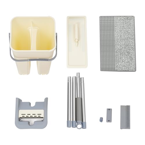 awolsrgiop Wischmopp Set mit Eimer, Bodenwischer Set, 8l Divider Bucket Mopp Set Mit 10 Blatt Austauschbarem Mikrofasertuch, Geeignet für Holzbretter, Fliesen, Marmor Langmopps – Bild 3