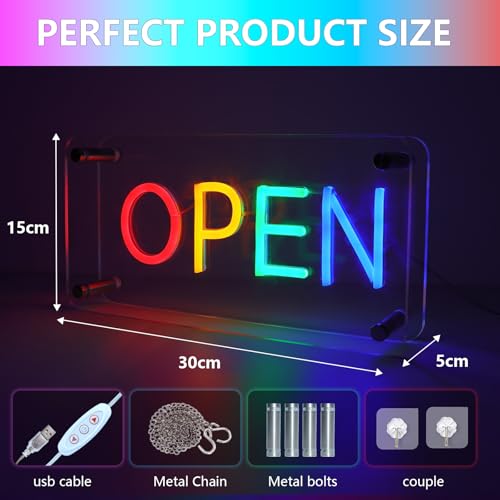 Image of ENUOLI Open Neon Sign Lightbox Open Sign Neon Lights Sign for Bedroom Dimmable Neon LED Sign Neon Wall Light for Bar Restaurant Hotel Shop Club Decor