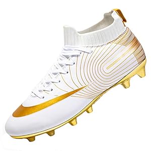 Kids’ Voetbalschoenen, Lichtgewicht Football Training Schoenen AG Kind Volwassen Outdoor Voetbalschoenen Ademende Soccer Sneakers,White,35EU