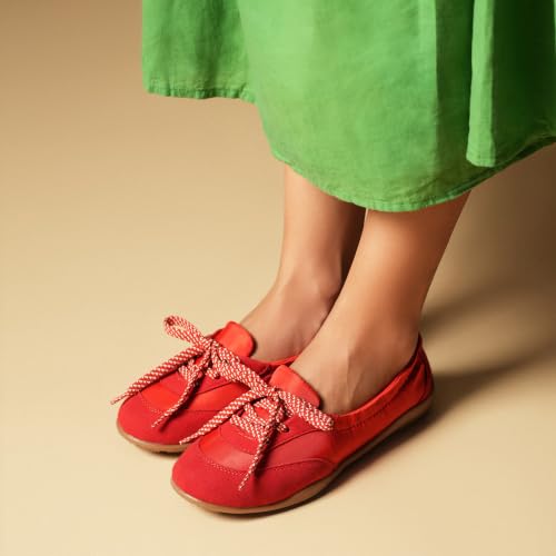 Image of Theater Kai Casual Sneakers in Suede for Women | Stylish Flat Lace-Up Shoes | Lightweight Comfortable Footwear with Cushioned Insole
