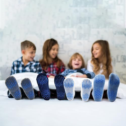Toddler Non Slip Socks 12 Pairs Toddler Grip Socks Anti Skid Crew Socks for Boys Girls 1-7 Years4