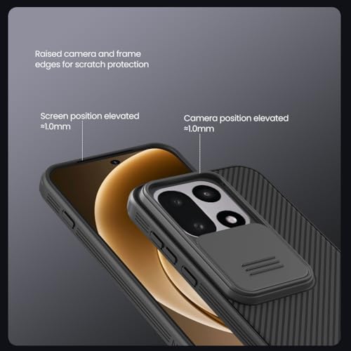 Image of PRITO Nilkin Classic Series for OnePlus 15 (1+15) Case with Camera Cover, [Camera Lens Protector] [Scratch-Resistant] [360 Full Protection] Shockproof Slim Phone Case (Black, 1+15)