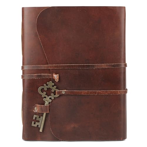 Leather Journal with Deckle Edge Paper 8x6 inch and Vintage