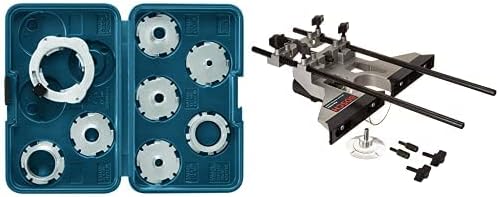 RA1128 8-Piece Router Template Guide Assorted Set with Storage Case and BOSCH RA1054 Deluxe Router Edge Guide