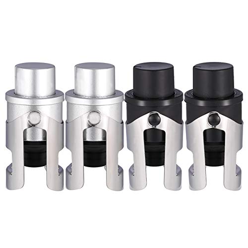 BKpearl 4 Packs Champagne Stopper, Stainless Steel Sparkling Wine Bottle Plug Sealer Champagne