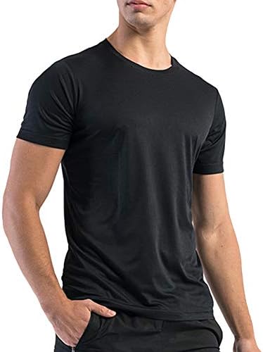 simcotic Big and Tall Workout Shirts for Men Gym Dry Fit T Shirts Moisture Wicking Athletic Tees T-Shirt Short Sleeve Black 4XL