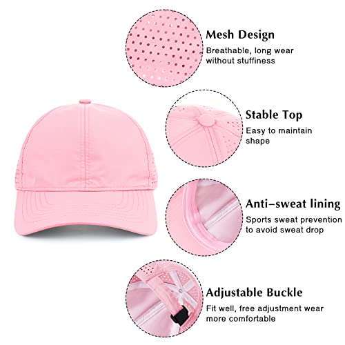 Durio Baseball Cap Women Waterproof Summer Hat Adjustable Baseball Hat For Women Mens Running Hat Golf Hats & Caps D Light Pink Medium #TOP4