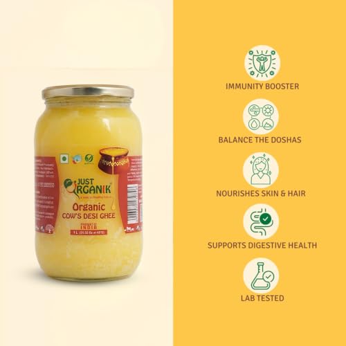 Image of Just Organik Grass Fed Cow's Desi Indian Ghee - 1 Litre