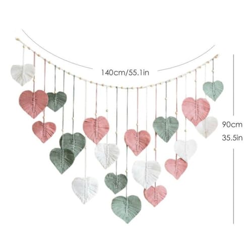 Macramé feuilles suspendues : tapisserie tissée main en coton style bohème chic - 4