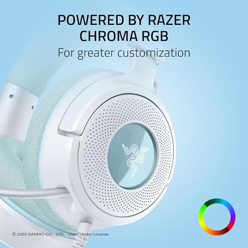 Image of Razer Kraken V4 X Wired Gaming Headset, 40 mm Drivers, Cinnamoroll Edition | Cardioid Mic, Memory Foam Cushions, Chroma RGB Lighting, Type C & Type A Cable, For PC, Mac, PS5, Nintendo Switch 2