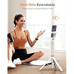 EUCOS 62" Tripod for iPhone, Sturdy Selfie Stick Tripod with Remote & Lightweight Phone Stand, Solidest Portable Cell Phone Tripod, Compatible iPhone Pro Max/Android [White] - Image 3