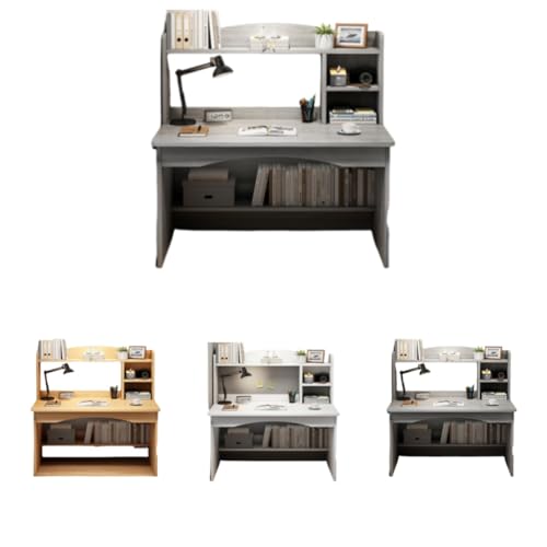 LightRise コンピューターデスク デスクトップ ホームデスク 本棚 一体型 シンプル 学生 勉強 寝室 書斎 オフィス ライティング コンパクト モダン 装飾 シンプル 木製 (モランディ・グレイ)