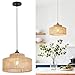 Rattan Pendant Light,11 Inch Boho Kitchen Island light Fixtures,Handmade Woven Hanging Lamp,Wicker Small Chandelier,Coastal Hanging Lights for Bedroom Kitchen Living Room Hallway Restaurant Foyer