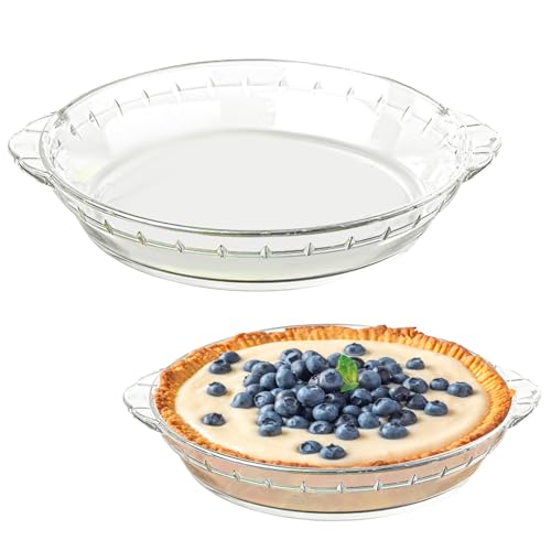SCWBOEII 2-Pack (7'/8') Glass Baking Dish Set, Round Pie Glass Bakeware Pie Baking Dishes with...