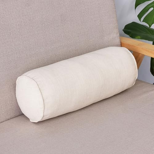 Almohadas cilíndricas beige para sofá y cama, cojines redondos para reposabrazos, cabecero largo y soporte lateral para dormir, comodidad para el coche (120 x 20 cm)