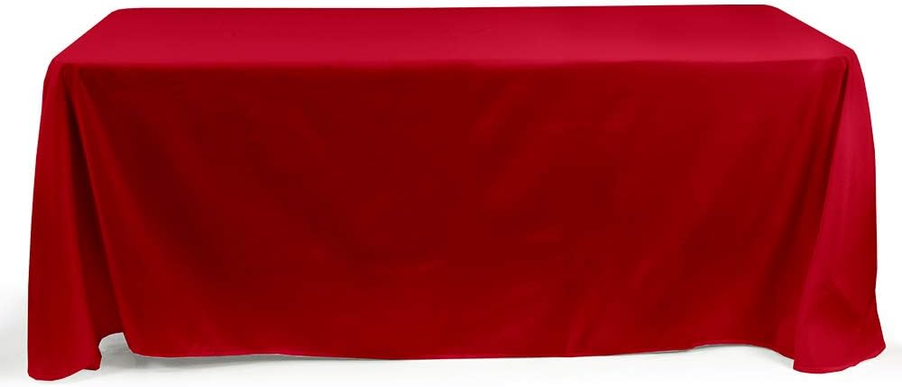 Vispronet Rectangle Tablecloth – 88inch x 130inch – Red Rectangular Table Cloth for 6 Foot Table – Flame-Retardant, Seamless, Double-Fold Hemmed Edges, Wrinkle-Resistant and Machine Washable