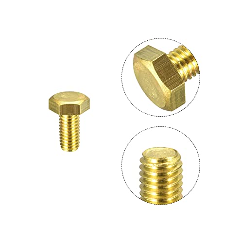Image of uxcell Brass Hex Bolts, M8x16mm 3pcs Fully Thread Grade 4.8 Solid Brass Hexagon Head Bolt Machine Screws for Machinery