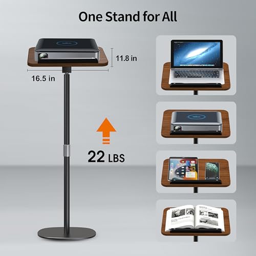 Image of NAMON 2-in-1 Dual-use Floor & Desktop Book Stand, Durable Metal & Wood, Height Adjustable 16.5 inch-51 inch, Floor Reading Stand for Sheet Music, Cookbooks, Projector (Walnut Finish, 11.8 inch x 16.5 inch Panel)