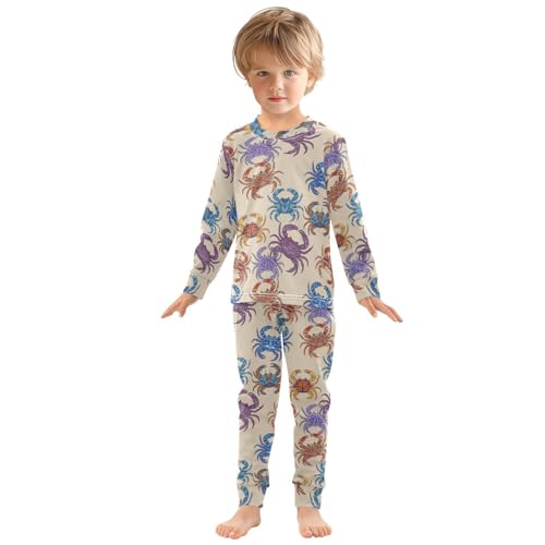 Pajama Sets Long Sleeve Colorful Crab Pattern Soft Comfy Sleepwear 2 Piece PJS 3-8T2