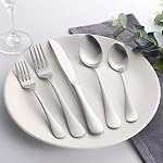 LIANYU 20 Piece Silverware Set, Matte Silverware Flatware Set for 4, Stainless Steel Cutlery Tableware Set, Elegant Utensils for Home Restaurant Party, Satin Finish, Dishwasher Safe