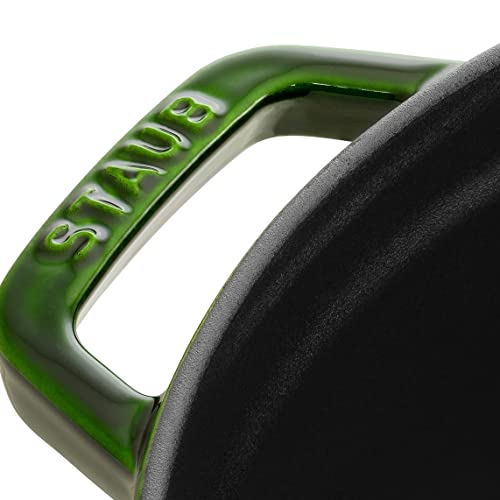 Image of Staub La Cocotte Round 40509-356 inchPico Cocotte Round, Basil Green, 9.4 inches (24 cm), Large, Two-Handed, Enameled Pot, IH Compatible