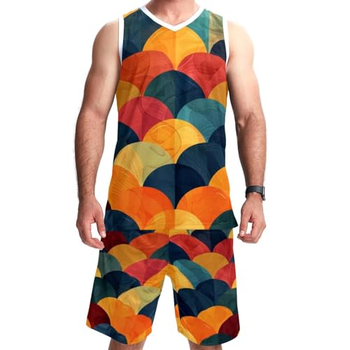Combinaison de basket-ball mixte avec poches design cercles colorés de taille 5XL